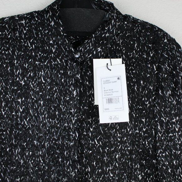 NWT Theory Chevron Burnout Button Silk Viscose Sheer Blouse Top - Picture 4 of 15